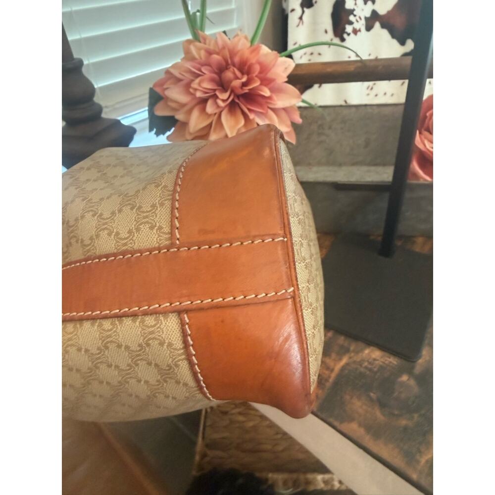 Celine Beige & Brown Canvas Bucket Shoulder Bag - Picture 6 of 12